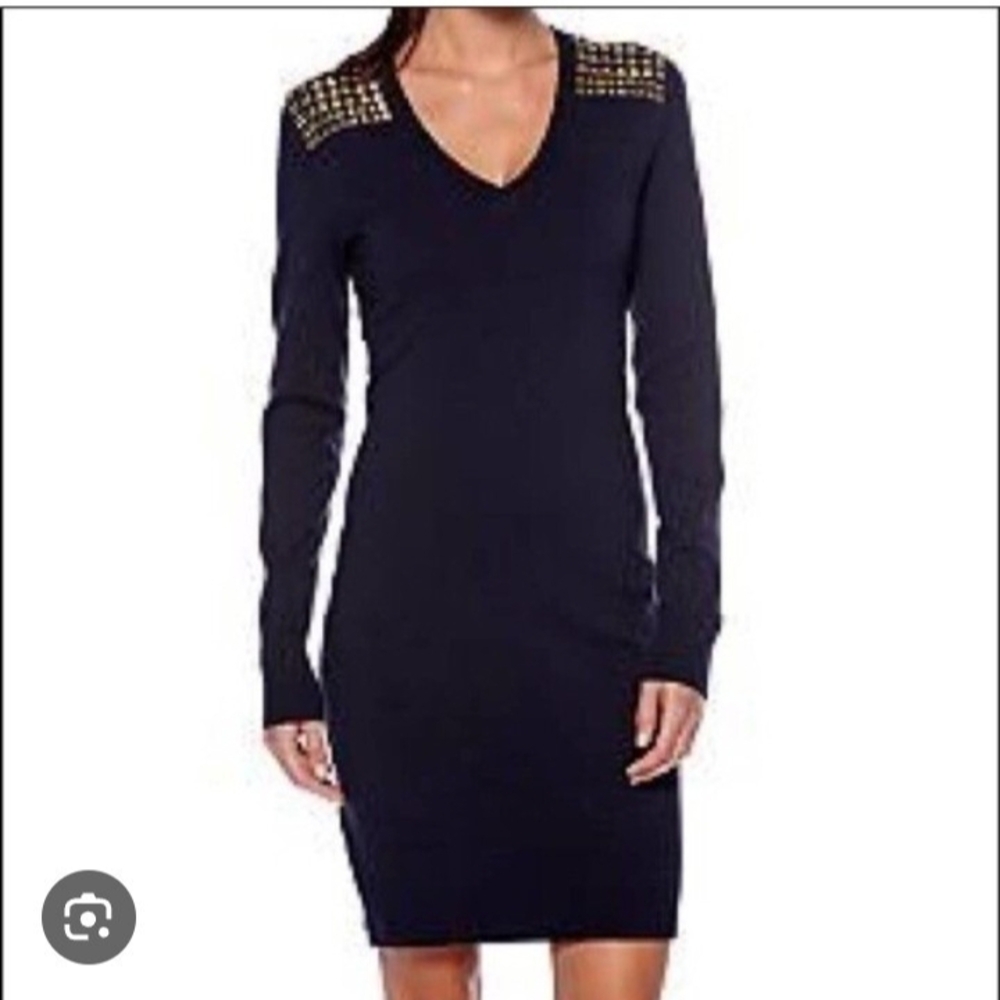 Michael Kors Black Dress with Gold Studded Shoulders